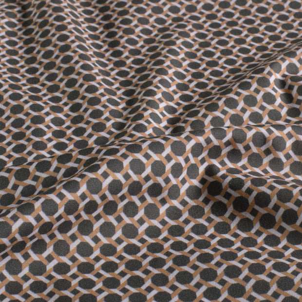 Cotton Poplin fabric Geometric pattern Dark Grey