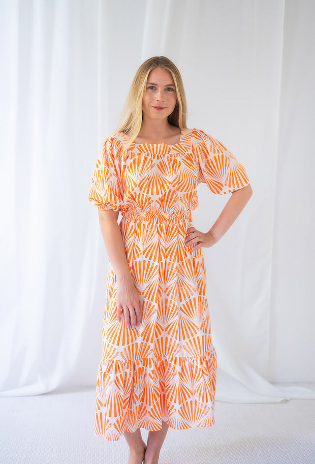 Bambus Poplin fabrik Muscheln Orange