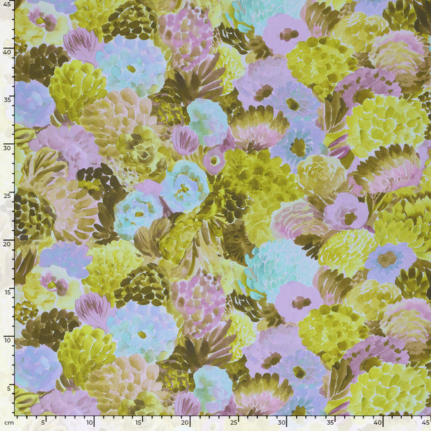 Viscose Satin fabrik Blumen Hellblau
