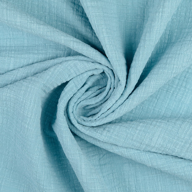 double gaze tissu Bleu bébé slub 