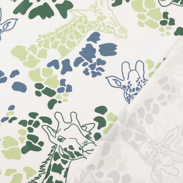 Jersey tissu vert imprimé 