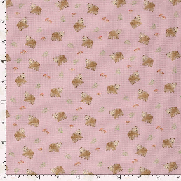 Waffle piqué fabric Old Pink
