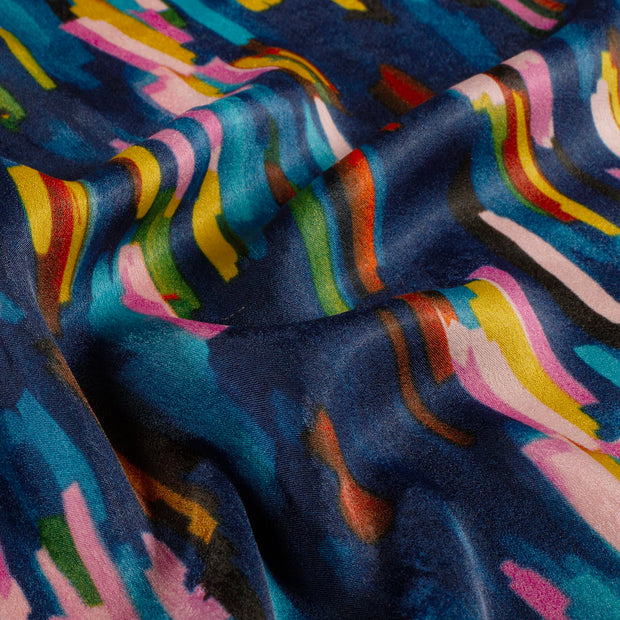 Satin Velvet fabric Abstract Indigo
