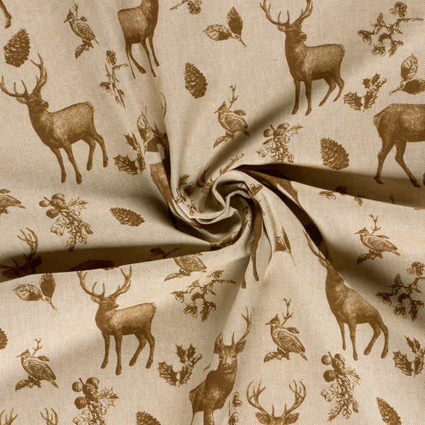 Linen Look fabric Beige digital printed 