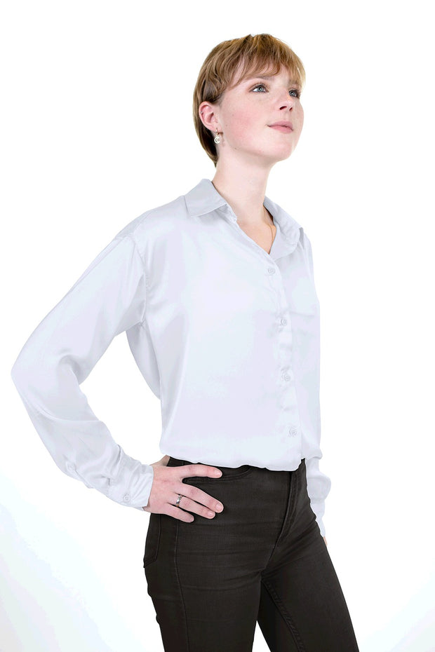 Satin Extensible tissu Unicolore Blanc optique