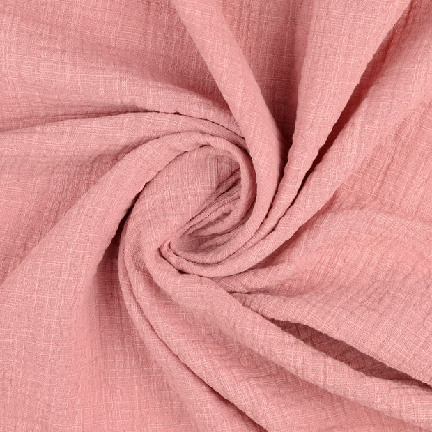double gaze tissu Rose slub 