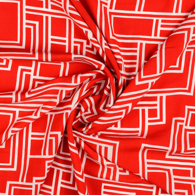 Viscose Poplin fabrik rot bedruckt 