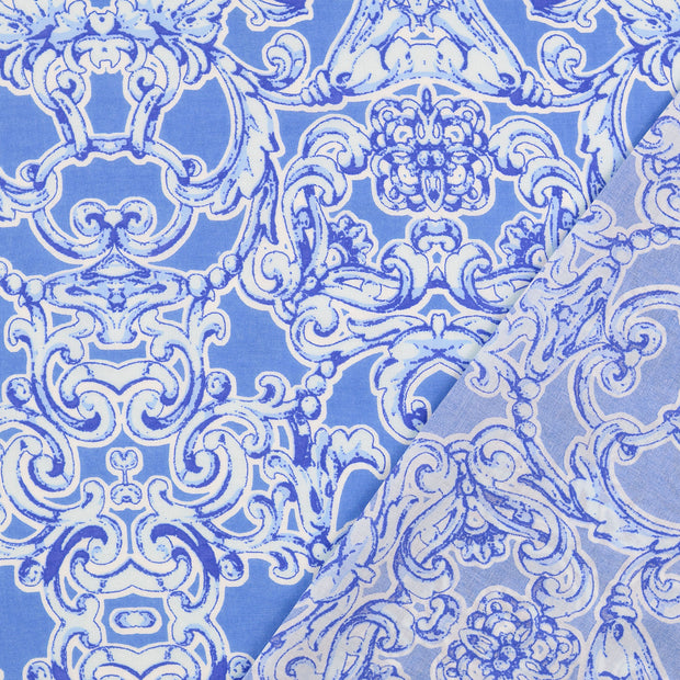 CO Voile fabrik Blau bedruckt 