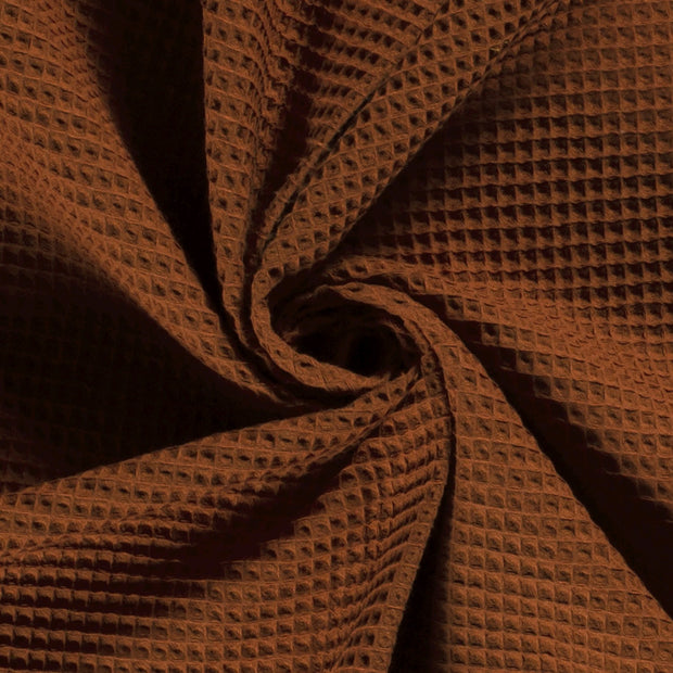 Waffle piqué fabric Unicolour Brique