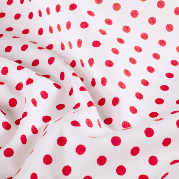 Cotton Poplin fabric Dots Optical White