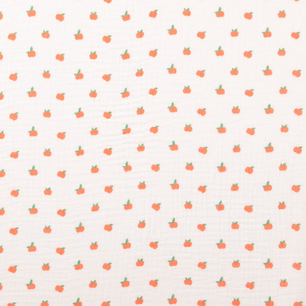 double gaze tissu pommes blanc