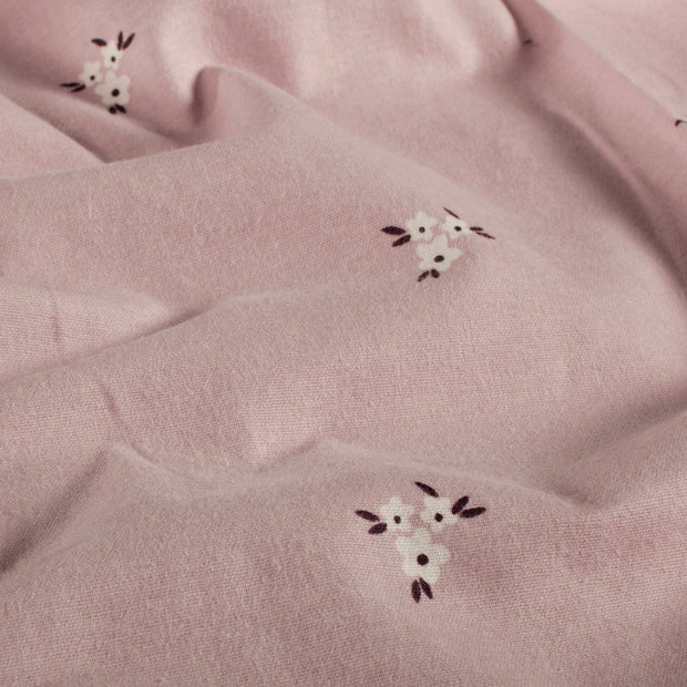 Flanelle tissu fleurs Nude