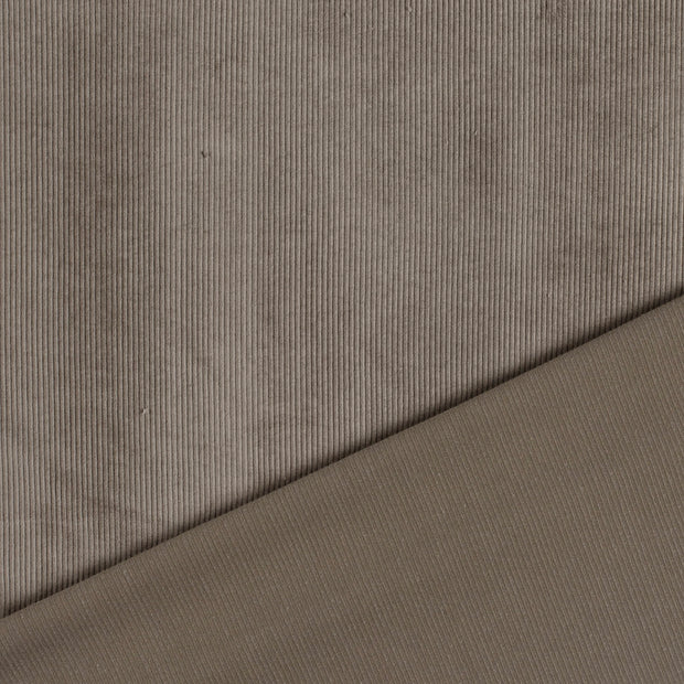 Nicky Velours Rib fabrik Taupe Grau 