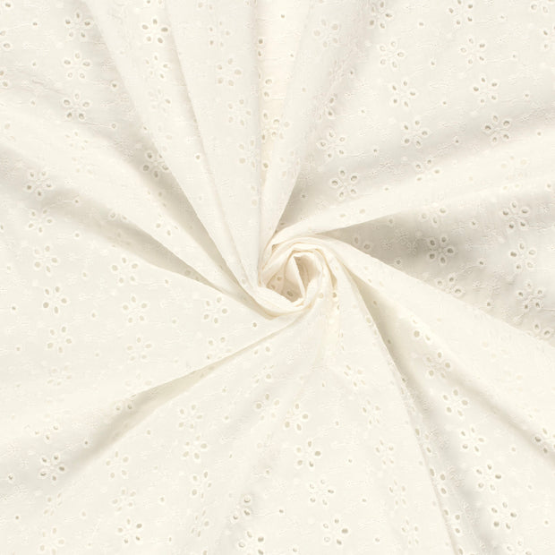 Cotton Poplin fabric Off White embroidered 