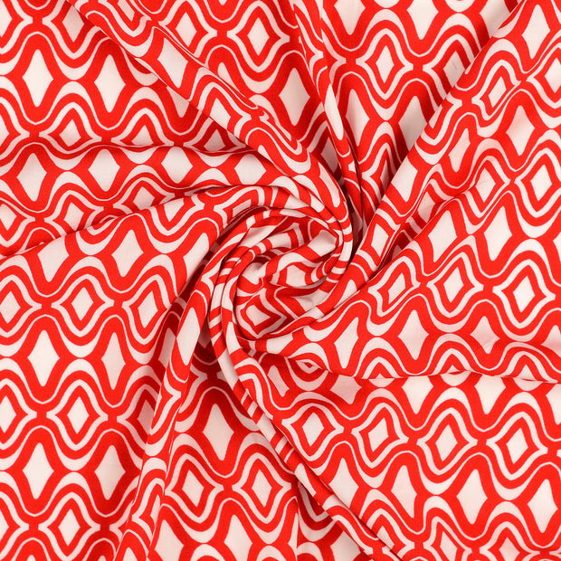 Viscose Poplin fabrik rot bedruckt 