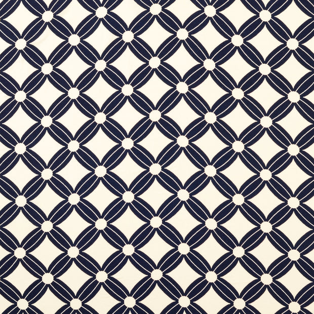 Popeline de Viscose tissu fleurs Bleu Marine