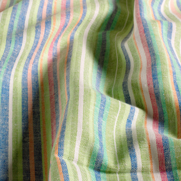 Linen fabric Stripes Green