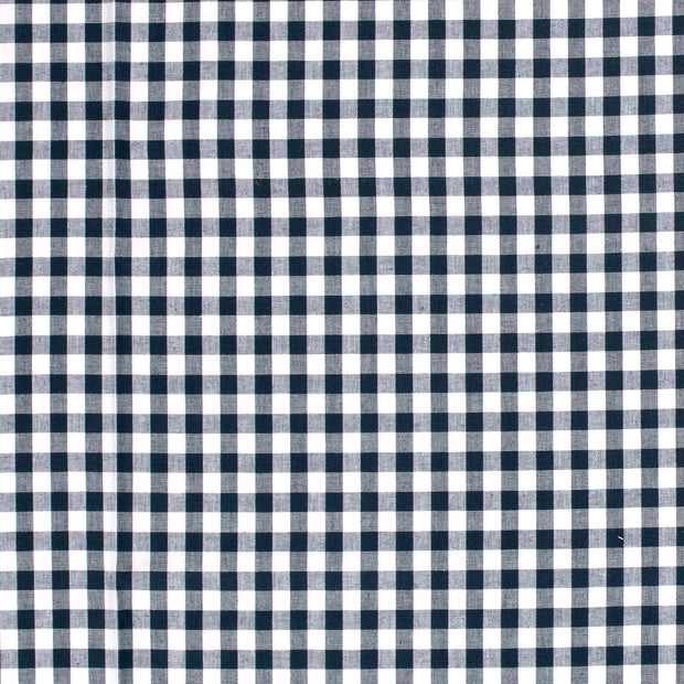 Popeline de Coton tissu Carreaux Bleu Marine