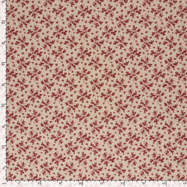 Leinen-Optik fabrik Blumen Dunkelrot
