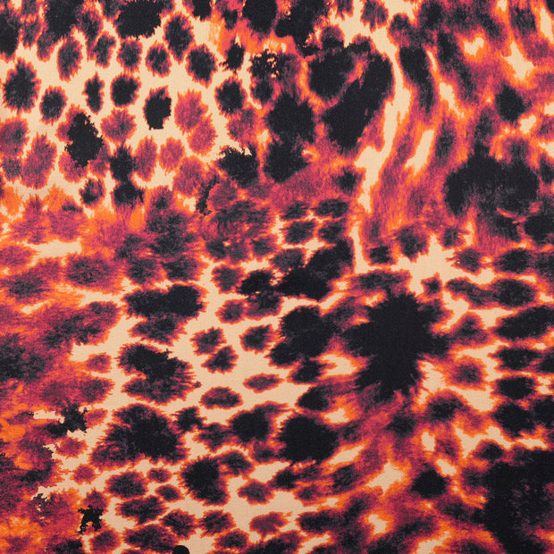 Viscose Satin tissu animaux rouge