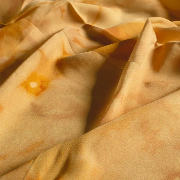 Viscose Satin fabric Flowers Camel