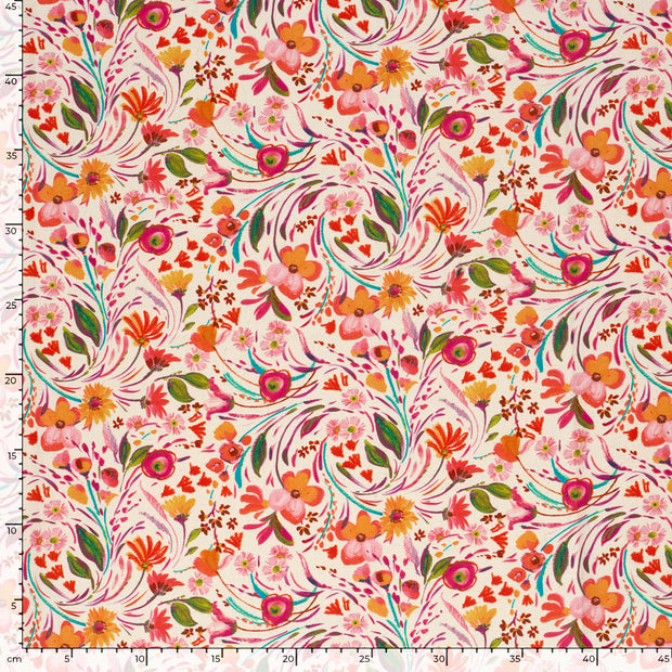 Panama fabrik Blumen Beige