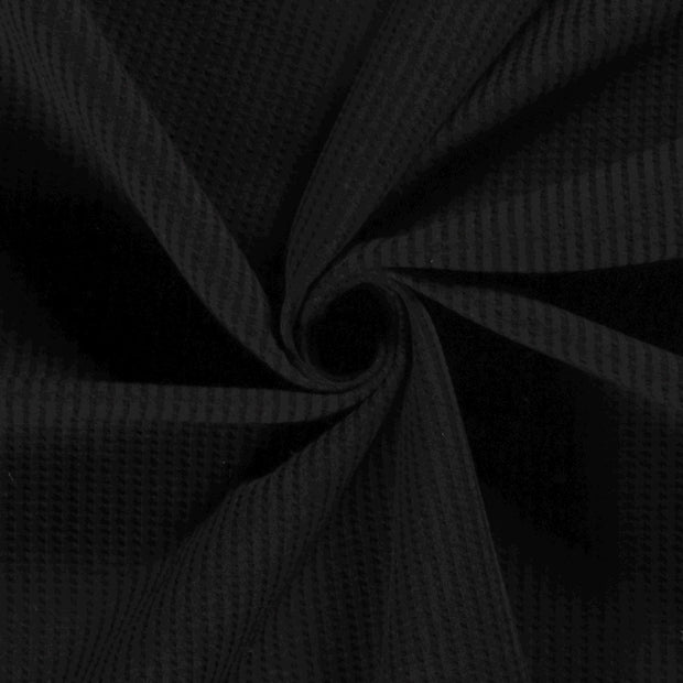 Knitted Waffle fabric Unicolour Black
