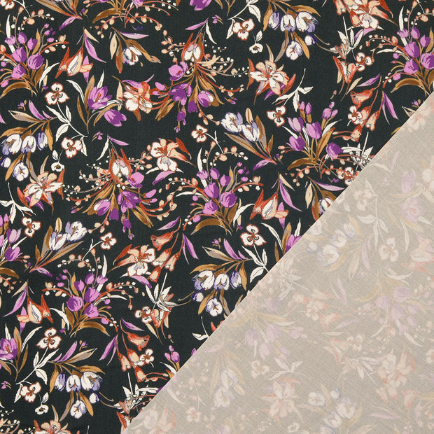 Popeline de Viscose tissu Gris imprimé numérique 