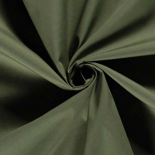 Popeline de Coton tissu Vert kaki mat 
