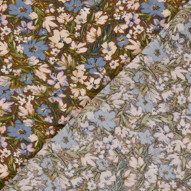 Viscose Nylon Ottoman fabric Flowers printed 