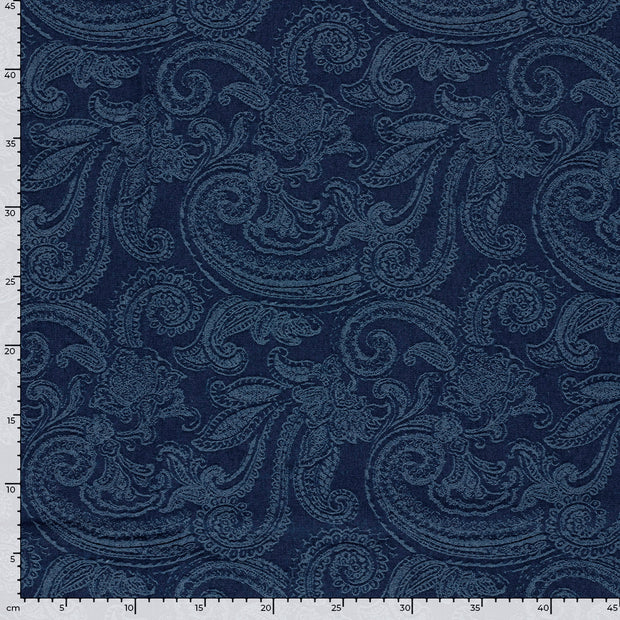 Jacquard fabrik Paisley Jeansblau