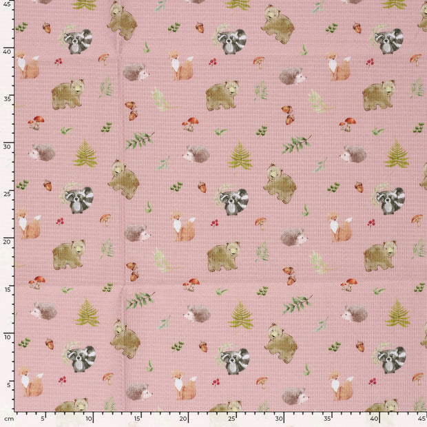 Waffle piqué fabric Old Pink