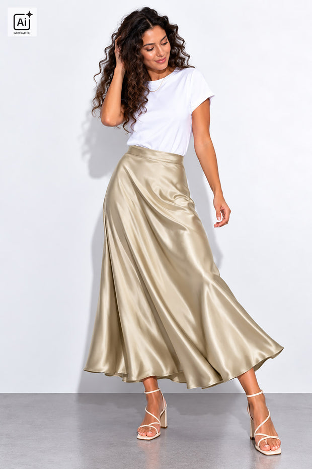 Satin tissu Unicolore Beige