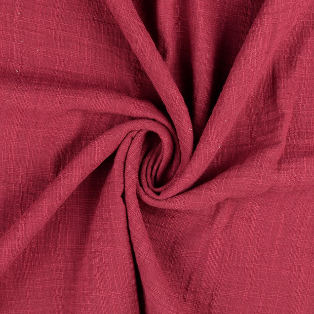 double gaze tissu bordeaux slub 