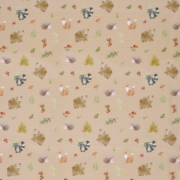 Waffle piqué fabric Beige matte 