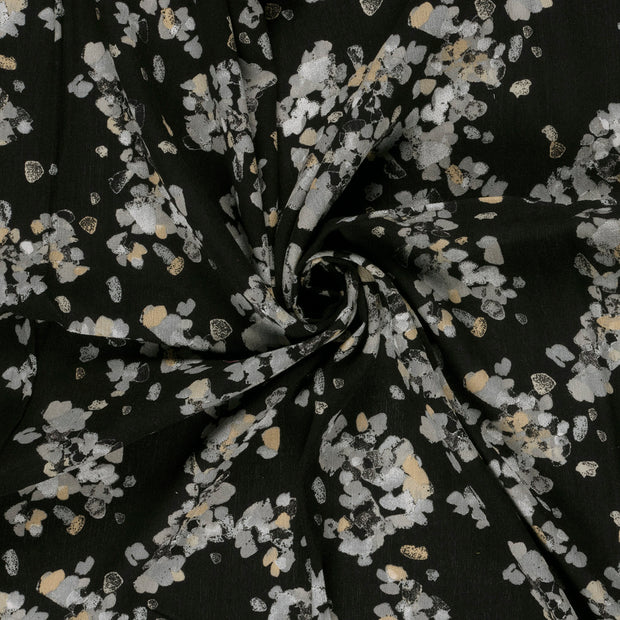 Borken Crepe tissu Noir imprimé 