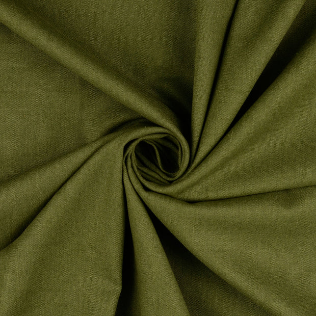 Viscose Lin Chaine et Trame tissu Vert kaki 